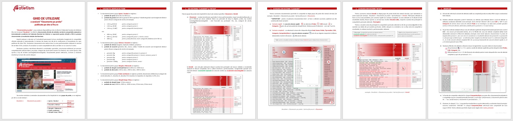 Ghid de utilizare a secțiunii “Clasamente pe probe”, publicate pe site-ul fra.ro Ghid de utilizare a secțiunii “Clasamente pe probe”, publicate pe site-ul fra.ro